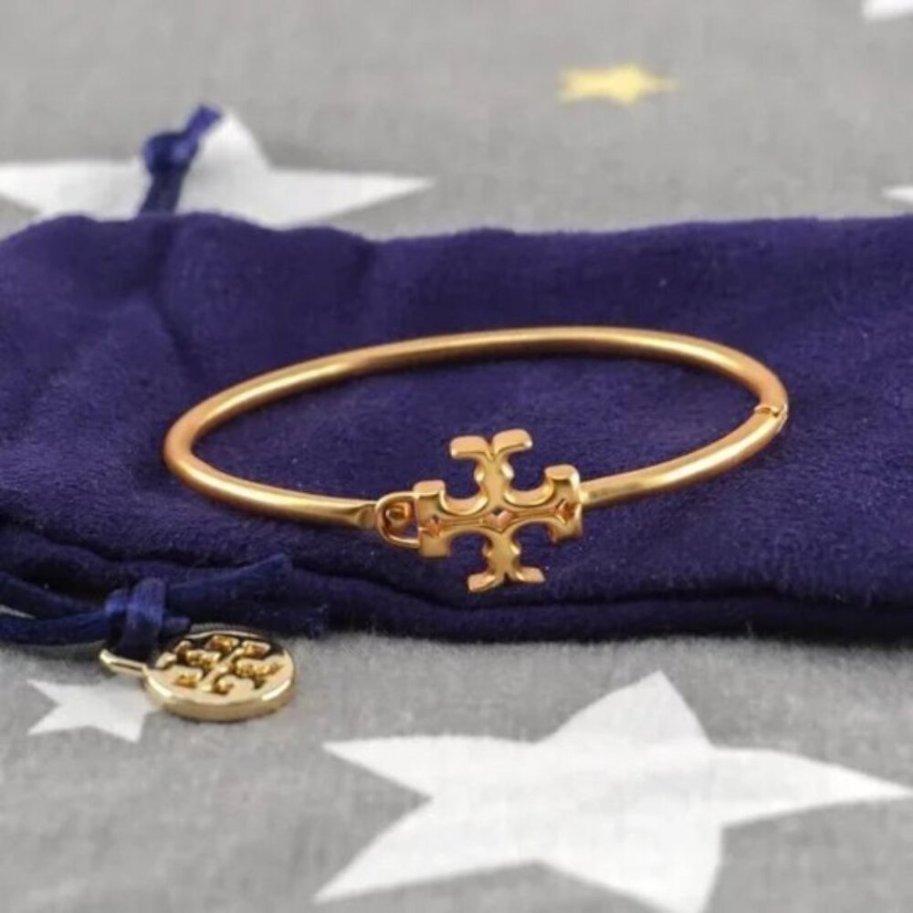 Tory Burch Eleanor Hinged Cuff Bracelet in Tory Gold (Brand New)